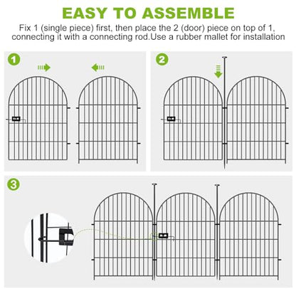ADAVIN 40in Tall Garden Fence, 4 Panels No Dig Fencing for Dogs, 8.8ft - color: Black, size: 40in(H)x27in(L) 3 Panels + 1 Gate
