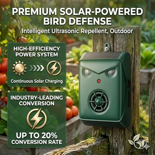 2026 Solar Bird Repellent Devices Outdoor Ultrasonic Bird Repeller Deterrents for Outside,Woodpecker Deterrent for House,USB Charging & Waterproof Pigeon Goose Bird Scare Devices for Garden,2 Pack