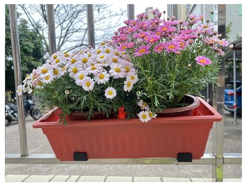 Balustrades Flower Box Supports, Planter Box Supports, Window Box Supports (6 Inches)，for Balustrades, Terraces, Decks, Balconies, Fences. (Black 2 PCS)