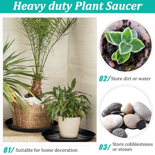 Eccliy 10 Packs 20 Inch Plastic Large Plant Saucers Heavy Duty Planter Trays Jumbo Flower Pot Saucers Plastic Water Trays for Indoors and Outdoors - size: 20 Inch