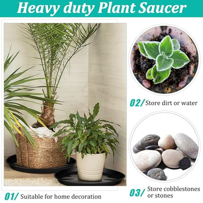 Eccliy 10 Packs 20 Inch Plastic Large Plant Saucers Heavy Duty Planter Trays Jumbo Flower Pot Saucers Plastic Water Trays for Indoors and Outdoors - size: 20 Inch