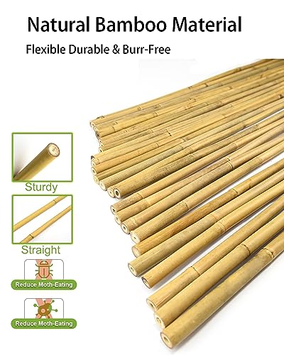 30 Pcs 16 Inch Bamboo Stakes Plant Support with Ties for Potted Plants - size: 16 INCH-30 PACK & Ties