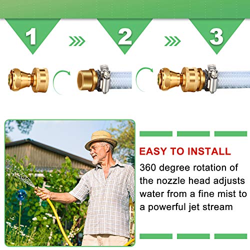 Hotop 3 Pack Big Shot Brass Hose Nozzle Adjustable Twist,3/4 Inch - size: 3/4inch