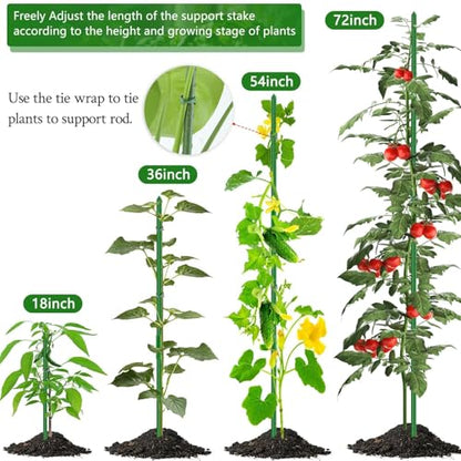 Sturdy Garden Stakes 18 Inch SupKing DIY 3/4/5/6/7ft Tomato Support Stake Green Plastic Coated Metal Tall Plant Stick Poles Plants Trellis for Indoor Outdoor Climbing Cucumber Chili Eggplant-20 Packs