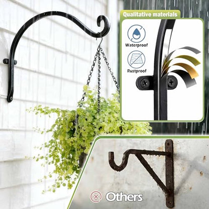Lifyzoon Hanging Plant Brackets Outdoor: 12" 2 Pack Heavy-Duty Plant Hanger - size: 2B-12“2PCs