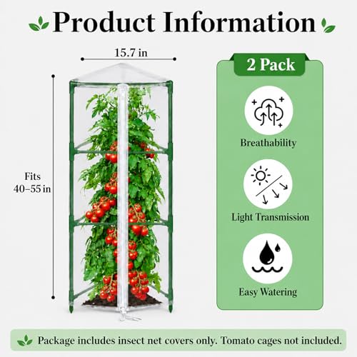 Halatool Garden Tomato Plant Cover Netting, Fits 40–55" Tomato Cages - size: 45 Inch