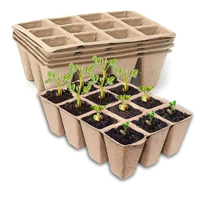 Seedling Starter Trays,Biodegradable Seed Starter Trays for Seedlings,Eco-Friendly Peat Pots(60 Cells - 5 Pack) - size: 5 Pack