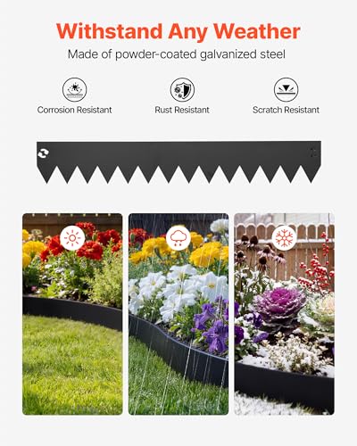 VEVOR Galvanized Steel Landscape Edging, 6-Pack 40 x 6 Inch Metal Edging for Landscaping with 6 Mounting Clips, Bendable Metal Garden Edge Border for Flower Bed, Yard Pathway, Black - size: 40" L x 6" H,6 Pack, style: Modern
