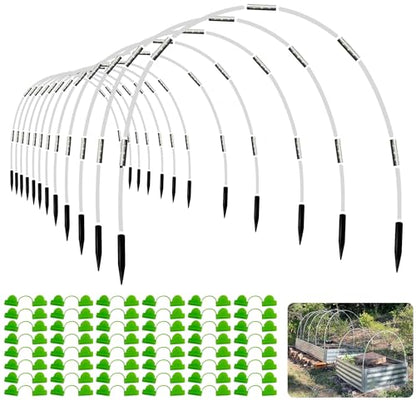 8FT Garden Hoops Grow Tunnel Kit - Rust-Free Fiberglass Frame for Raised Beds, 72pcs - DIY Plant Support for Garden Netting, Vegetable Garden Hoops Kit, Row Covers, and Greenhouse Hoops - size: 72Pcs