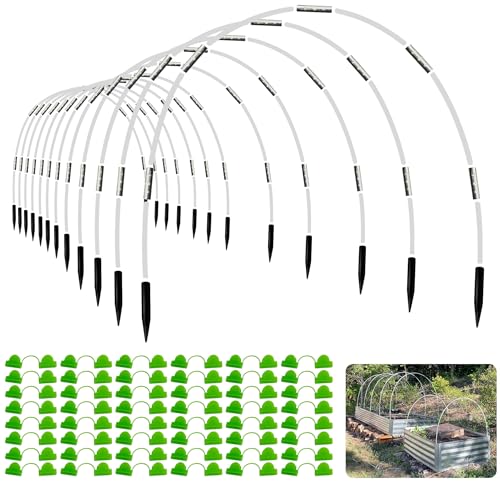 8FT Garden Hoops Grow Tunnel Kit - Rust-Free Fiberglass Frame for Raised Beds, 72pcs - DIY Plant Support for Garden Netting, Vegetable Garden Hoops Kit, Row Covers, and Greenhouse Hoops - size: 72Pcs