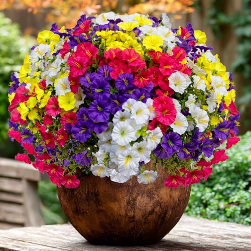 AXYLEX Artificial Morning Glory Outdoor, 16 Bundles Fake Flowers - color: Multi16pcs - Red Pink+purple+yellow