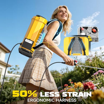 Battery Powered Backpack Sprayer Auto Mixer Compatible with Dewalt 20V - color: Yellow