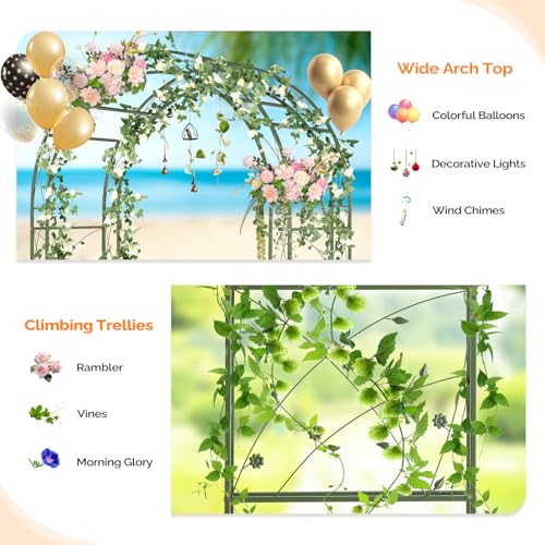 VINGLI Garden Arbor, Arch for Wedding Ceremony Party, Christmas Garden Decor Steel Garden Trellis for Plant Climbing, Pergola for Garden, Backyard, Lawn (Arch Top, Olive Green) - style: Arch Top, Olive Green