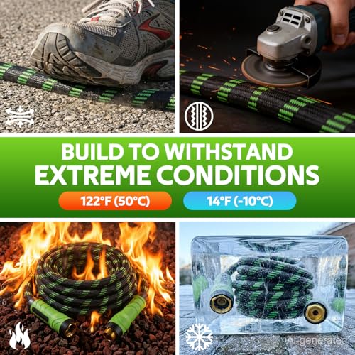 NON-EXPANDABLE Garden Hose 50 FT Water Hose with 10-Function Spray Nozzle - size: 50ft