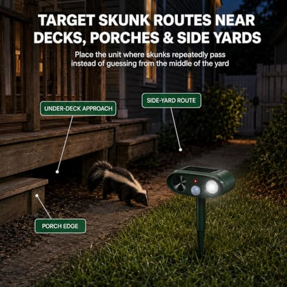 Sonic Fortress Pro Raccoon Repellent Outdoor,Skunk Repellent for Yard 2Pack