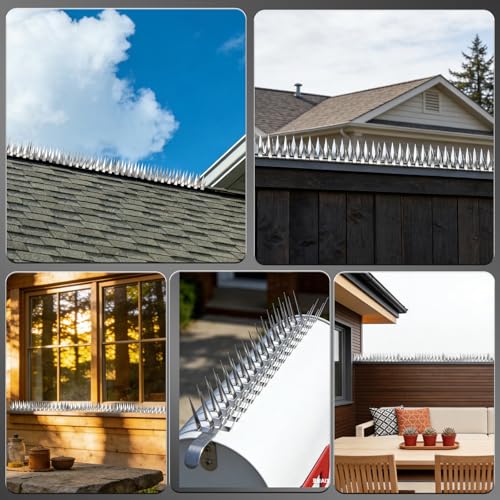 Bird Spikes, 1.5M Stainless Steel Bird Deterrent Spikes for Outside, Pigeon and Small Bird Control, Easy to Install Fence Roof Window Spikes, 5 Strips 5 Feet Coverage - size: 5 Feet
