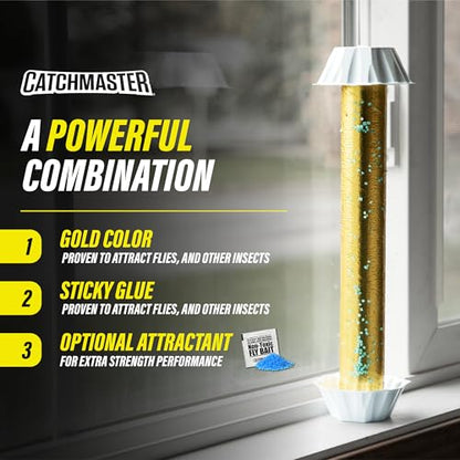 Catchmaster Gold Stick 4-Pack, Sticky Hanging Fly Traps Indoor & Outdoor