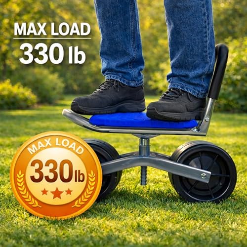 Blue Garden Rolling Seat with Wheels