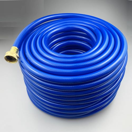 Darnassus PVC Garden Hose 1/2 Inch Green Heavy Duty Water Hose with Solid Brass Fittings,No Leaking, Flexible,for outdoors,Lawns,Patio (100 FT, Blue, Brass Fittings) - style: Blue-Brass Fittings