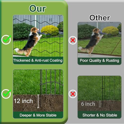 Garden Fence No Dig, 31in(H) x24ft(L) Black 15 Pack, No Gate - size: 31in(H)x35ft(L)