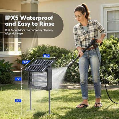 Solar Bug Zapper Outdoor, 4500V Mosquito Zapper with Dual Solar Panels - color: Black