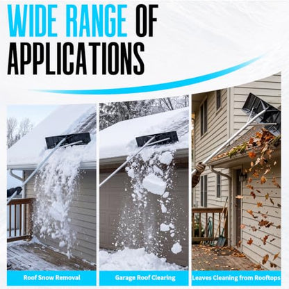 Outvita 20FT 25" Wide Extendable Aluminum Snow Roof Rake, PC Black - color: PC Black, size: 20FT