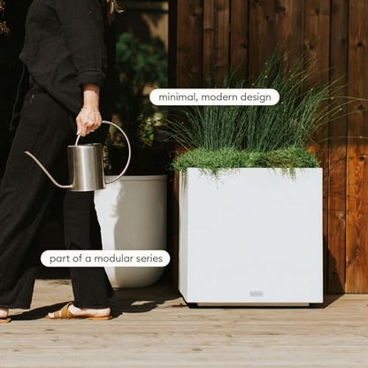 Veradek Block Series Cube Planter - Square Outdoor Planter - color: White, size: Small