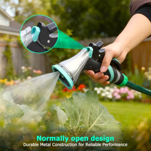 QUOBAS Metal Garden Hose Nozzle, Heavy Duty Water Hose Sprayer, Leak Proof - color: Blue