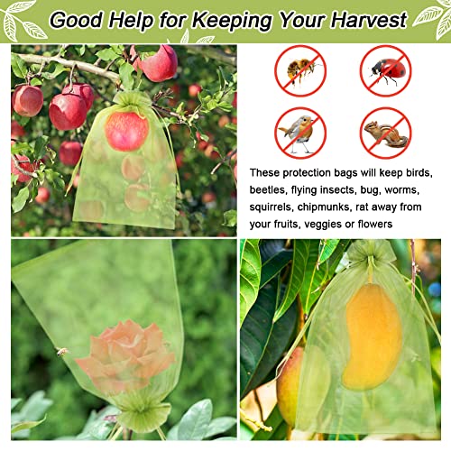HRX Package 100pcs Mesh Fruit Protection Bags 8x12 in for Gardeners (Green) - size: 8x12 inches
