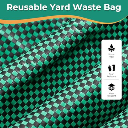 2 Pack 53 Gallon Reusable Yard Waste Bags, Dustpan-Type Leaf Collector Bag, Collapsible Heavy Duty Leaf Bags, Standable Garden Waste Bags for Collecting Leaves, Lawn Grass, Clippings and Branches