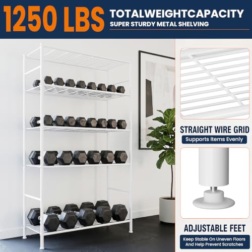 LEVELEVE 5-Tier Metal Storage Shelves, 33.1" x 12.6" x 72", Heavy Duty Utility Shelving Unit, Tall Rust-Resistant Organizer Rack for Garage, Pantry, Bathroom, Office, White - color: White-5t
