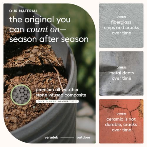 Veradek Mod Series Medium Planter - Round Outdoor Planter with Shelf - color: Gray, size: 17 inch - 2 Pack