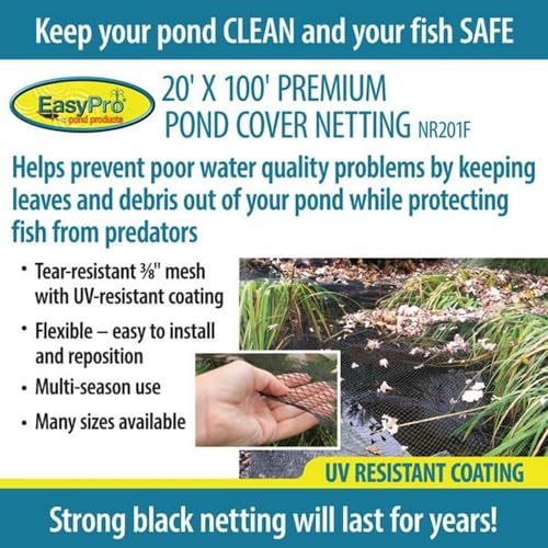 EasyPro NR201F Premium 3/8-Inch Fine Mesh Pond Cover Netting, 20' x 100' - size: 20' x 100', style: 3/8" Fine Mesh