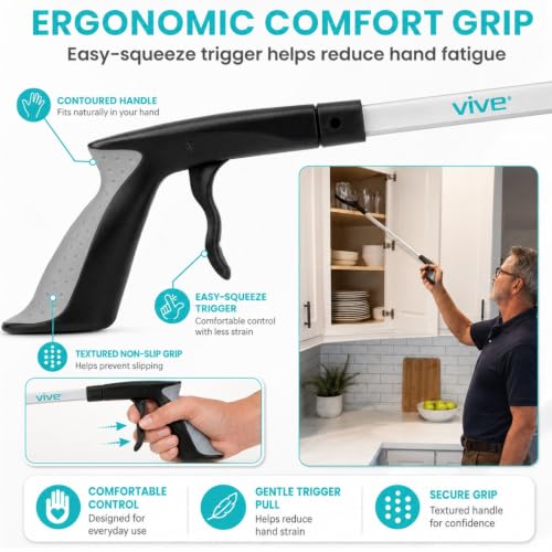 Vive Reacher Grabber Tool - 32" Extra Long Pickup Aid (2 Pack) - Trash - size: 32 Inch (Pack of 2)