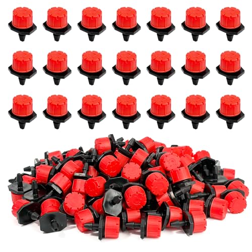 100Pcs Drip Irrigation Emitters,Adjustable Irrigation Drippers Sprinklers - color: Red-100pcs