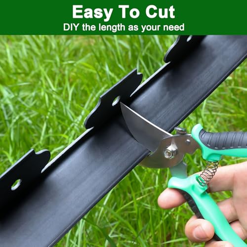 Landscape Edging, 2 Inch Tall 33 Ft No Dig Landscape Garden Edging Border Kit with 50 Anchoring Spikes, Plastic Garden Border for Landscaping Flower Bed Lawn Yard Grass Paver Pathway Walkway, Black - size: 2IN x 33FT