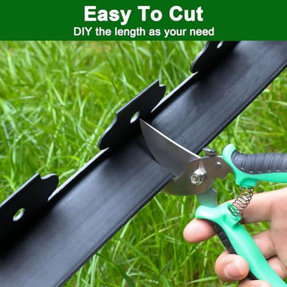Landscape Edging, 2 Inch Tall 33 Ft No Dig Landscape Garden Edging Border Kit with 50 Anchoring Spikes, Plastic Garden Border for Landscaping Flower Bed Lawn Yard Grass Paver Pathway Walkway, Black - size: 2IN x 33FT
