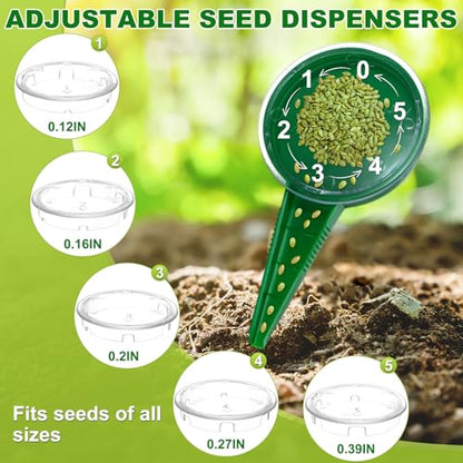 M METERXITY 1-Set Seed Planter Tool, Plastic Hand Dibber Garden Tool with Handle for Sowing Seeds/Transplanting/Planting Bulb, Handheld Digging Hole Punch [Dark Green, with Plant Labels] - color: Dark green