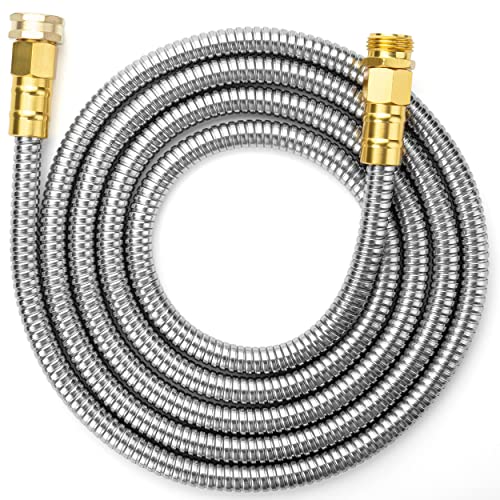 UNCO- Metal Garden Hose, 10 Feet Stainless Steel No Kink, Durable Flexible - color: Silver, size: 10 ft