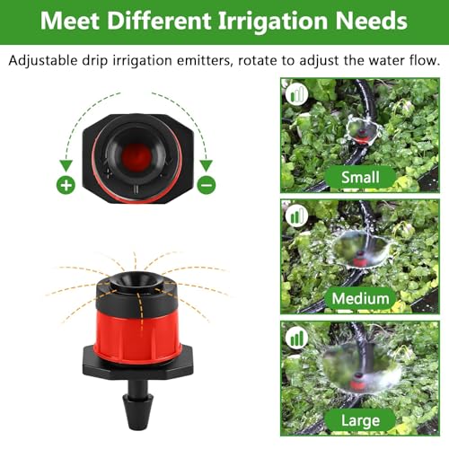 Kalolary 100PCS 1/4" Adjustable Drip Irrigation Emitters (Red Vortex) - color: 100PCS Red Vortex