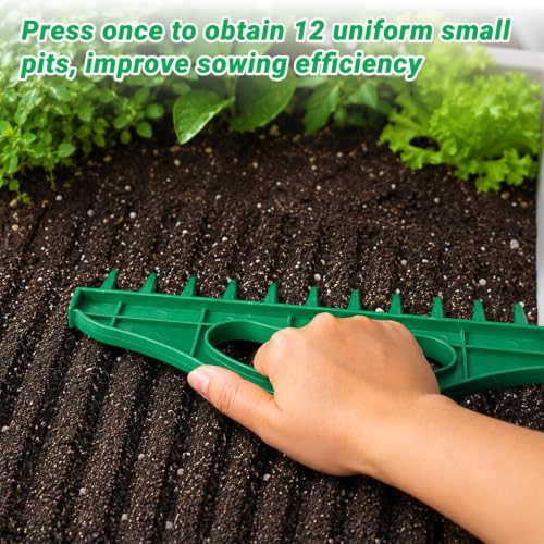 Handheld Seed Planter & Spacing Tool, Precision Dibber for Garden Beds, Raised Beds, Seed Trays & Rows, Ergonomic Sowing Tool for Vegetables, Flowers & Herbs, 2 Pcs