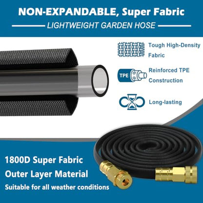 3ft Short Garden Hose, Small Hose Extension, Nylon Braided Inner tube PVC Material with Female to Male Fitting Extender for Hose Reel/RV Flexible, Lightweight & Heavy Duty Water Pipe Black - size: 3 FT