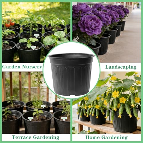 24-Pack 3 Gallon Flexible Plastic Plant Pots with 30Pcs Plant Labels,Thickened Soft Seed Starting Container for Indoor Outdoor Plants, Seedlings, Vegetables, Succulents and Cuttings - size: 3 Gallon