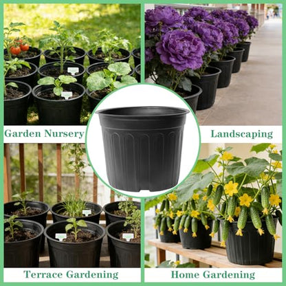 24-Pack 3 Gallon Flexible Plastic Plant Pots with 30Pcs Plant Labels,Thickened Soft Seed Starting Container for Indoor Outdoor Plants, Seedlings, Vegetables, Succulents and Cuttings - size: 3 Gallon