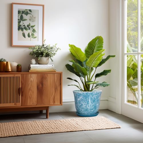 12 Inch Pots for Plants, Ceramic Planter with Drainage Hole, Blue - color: Gemstone Blue, size: 12 Inch