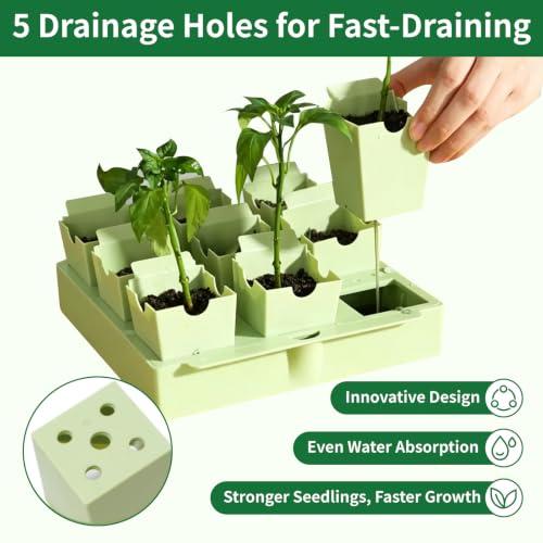 Seed Starter Tray with Handles Easy Transplant 9 Cells