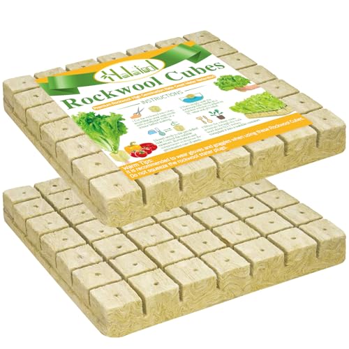 Halatool 1.5 in Rockwool Cubes for Hydroponics, 98 Plugs Seed Starter Cubes - color: 2 Sheets, size: 1.5" Cubes