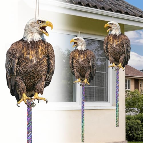 Fake Eagle to Keep Pigeon Woodpecker Away, 4 Pack Flat Cardboard Fake Eagle with Reflective Tape to Scare Animals Away for Outdoor Garden Balcony Window Patio Backyard - color: 4pcs-eagle