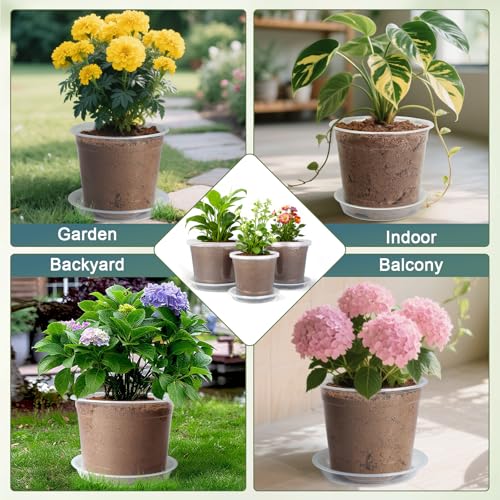 8 Inch Clear Nursery Pots with Saucers, 10 Pack Large Plastic Pot for Plant - size: 8inch-10pcs