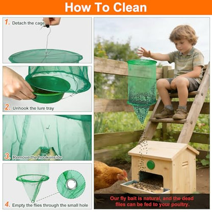 Reusable Ranch Fly Traps Outdoor Hanging Fly Cage-4 Pack - size: 4 pack